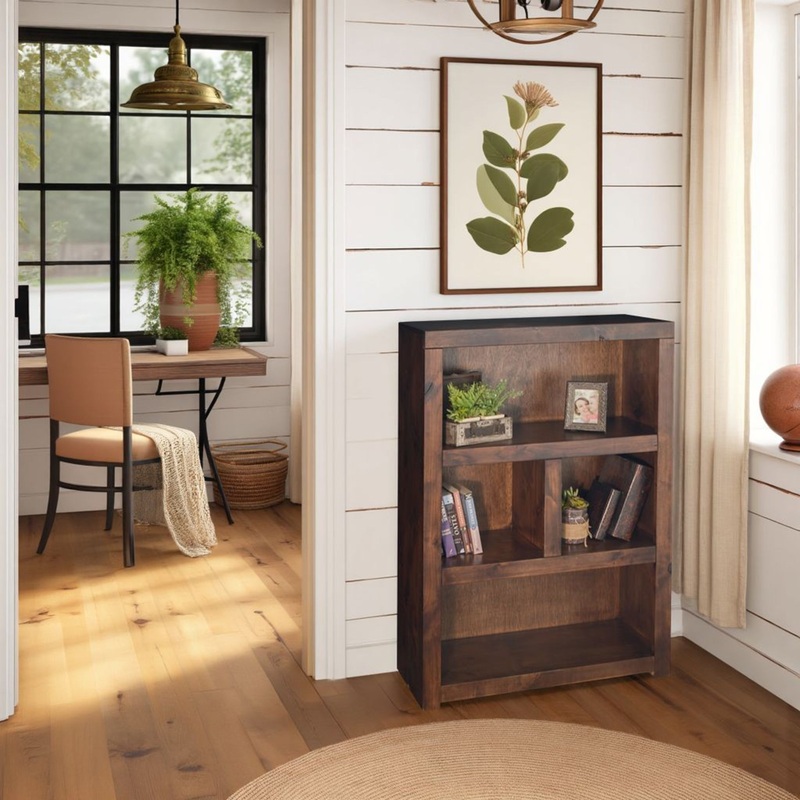 Sausalito – High Bookcase|Dark Brown|35″W x 14″D x 81″H|35″W x 14″D x 66″H|34″W x 14″D x 49″H