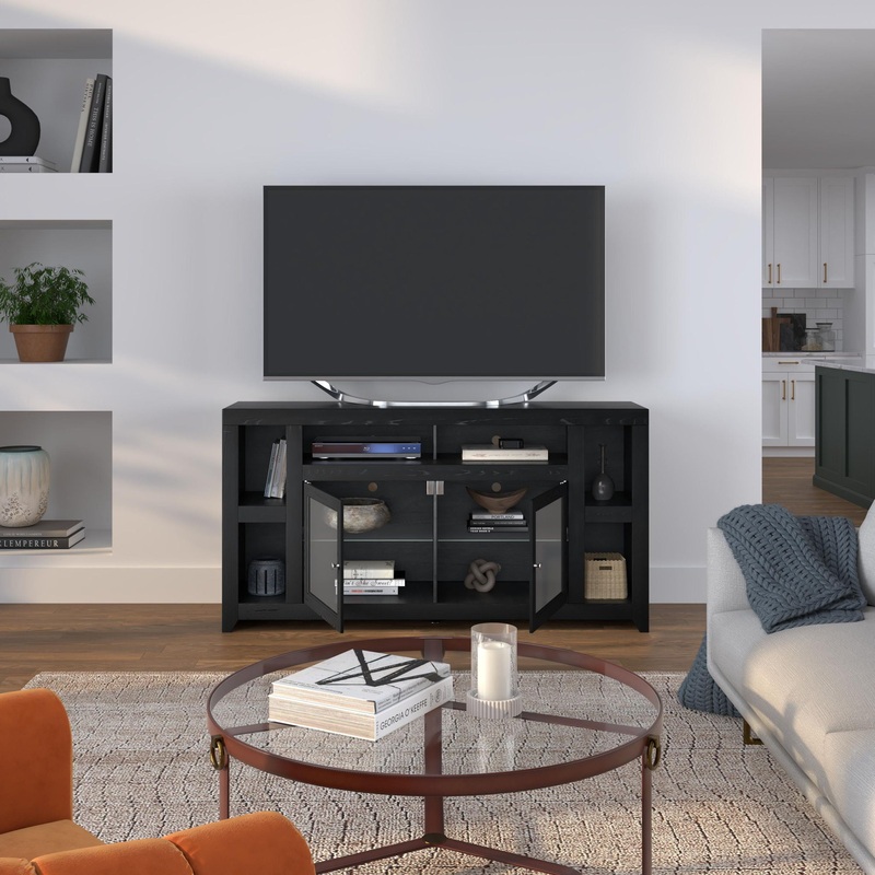 Skyline – TV Stand Console|Dark Brown|97″W x 19″D x 37″H|87″W x 18″D x 37″H|77″W x 18″D x 37″H|67″W x 18″D x 37″H