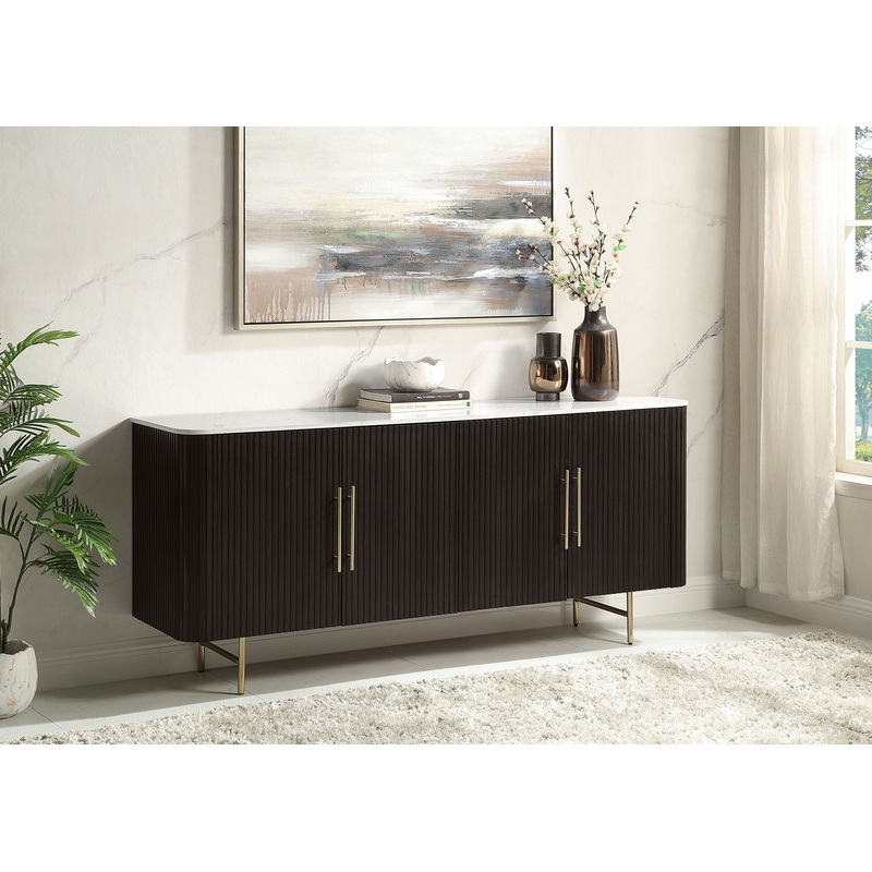 Clayten – Natural Marble Top And Server – Espresso / White