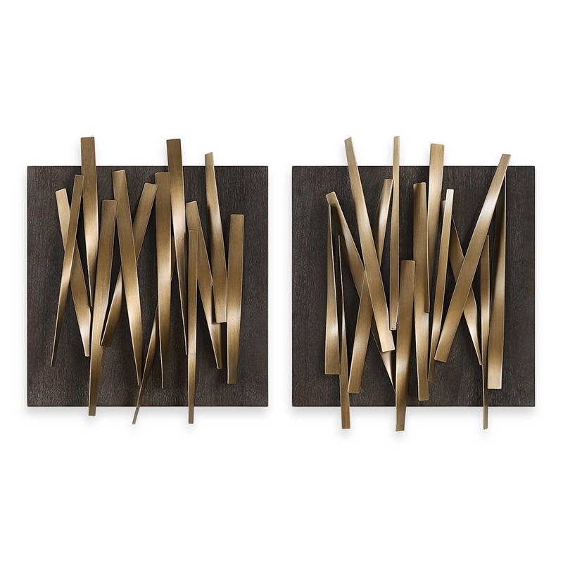 Crosshatch – Metal Wall Decor (Set of 2) – Dark Brown