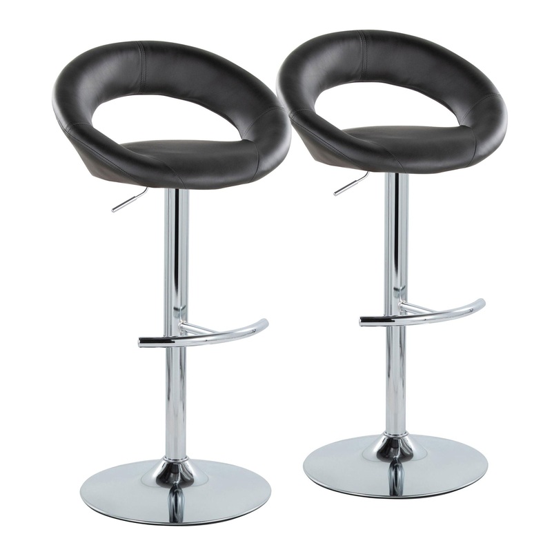 Posh – Contemporary Adjustable Barstool With Swivel With Rounded T Footrest (Set of 2)