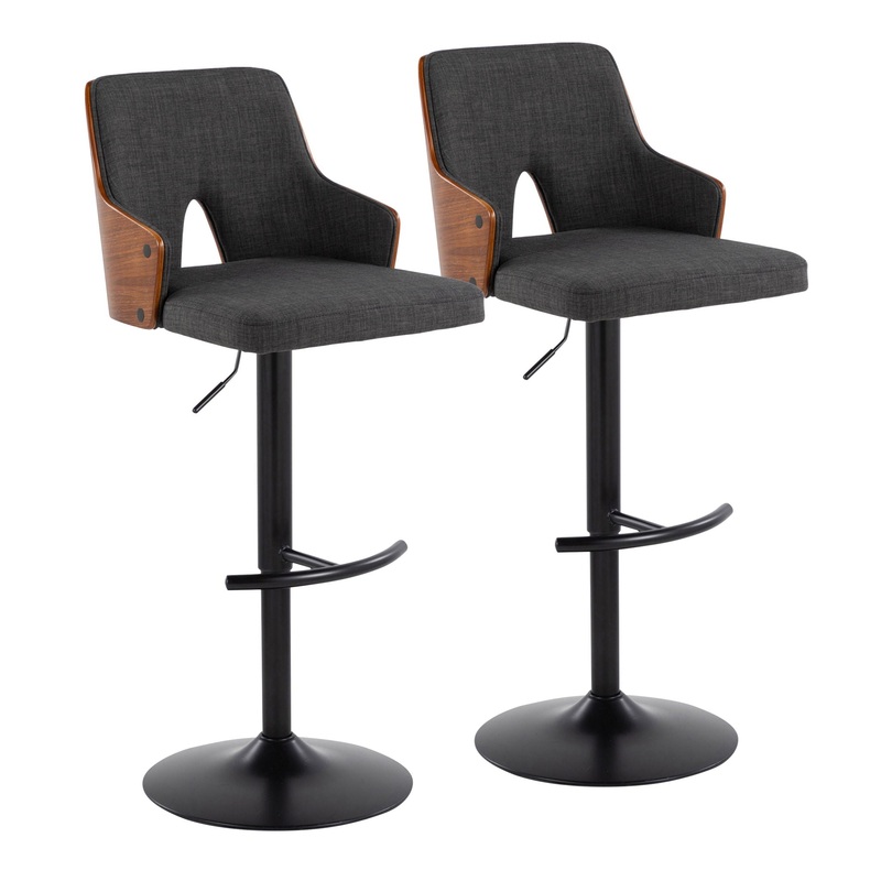 Stella – Contemporary Adjustable Barstool Stool & Swivel With Rounded T Footrest (Set of 2)