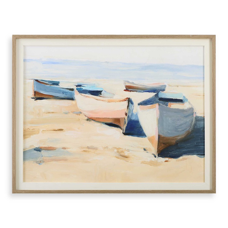 Beached Boats – Framed Print – Light Brown