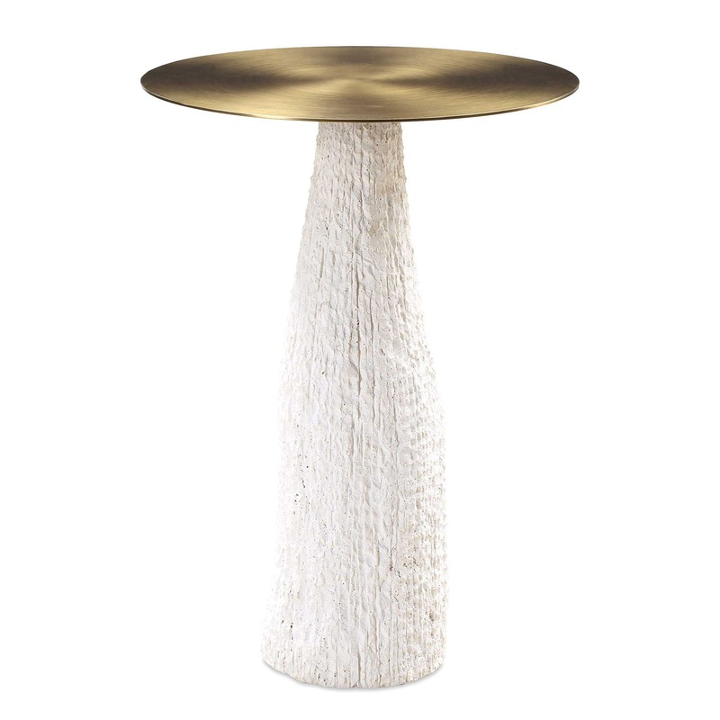 Hollen – Stone Accent Table – White
