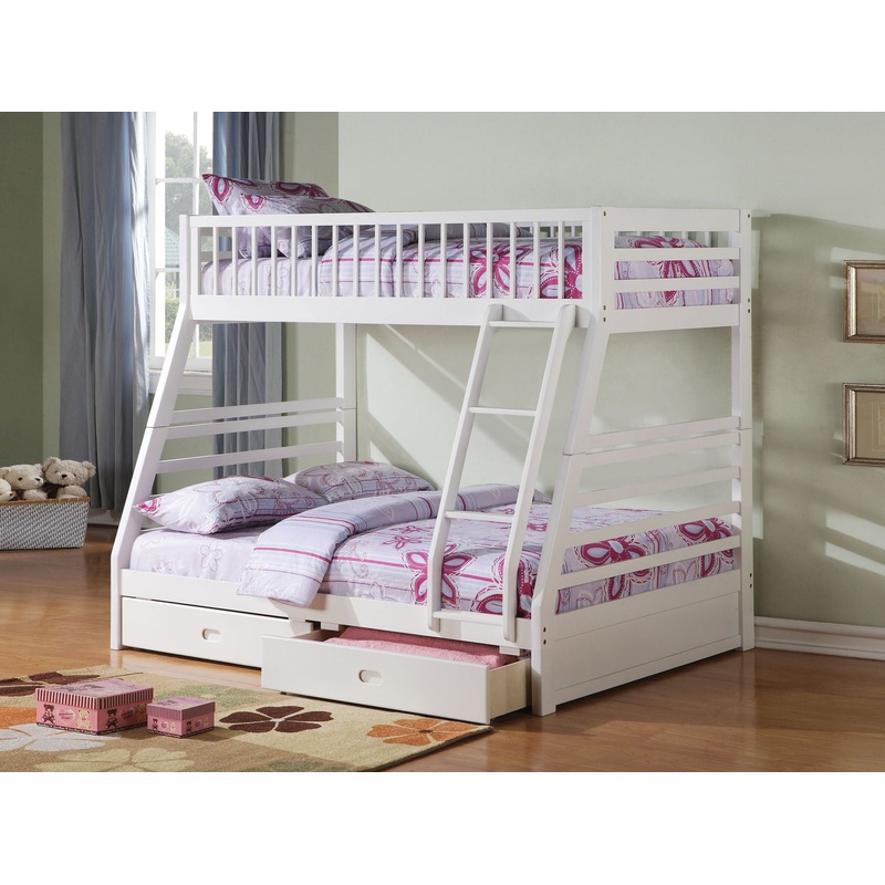 Jason – Bunk Bed With Storage|White|Dark Gray|Dark Brown|Twin over Full