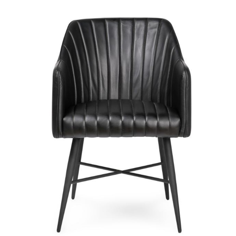 Leon – Leather Dining Chair – Jet Black
