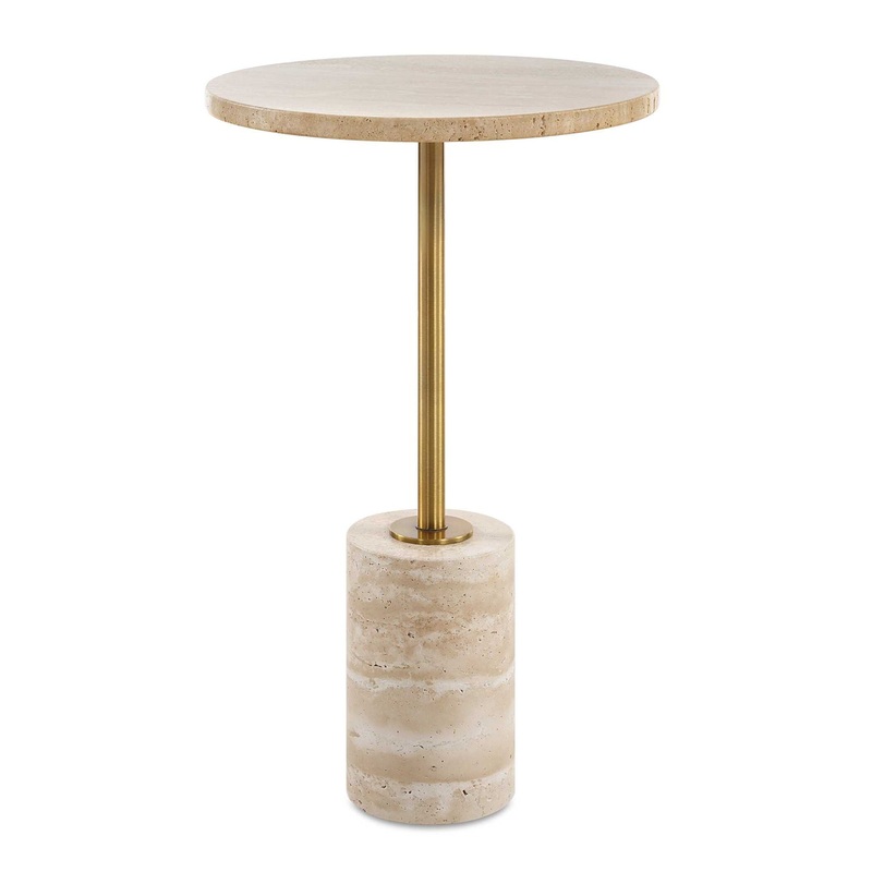 Malya – Travertine Accent Table – Beige