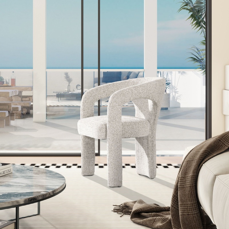 Sydney – Fully Upholstered Barrel Dining Chair – Multi Greige Beige