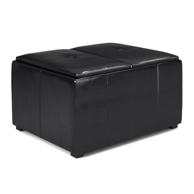 Avalon – Small Coffee Table Storage Ottoman – Midnight Black