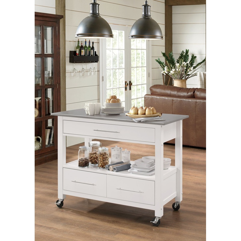 Ottawa – Kitchen Cart – Stainless / White