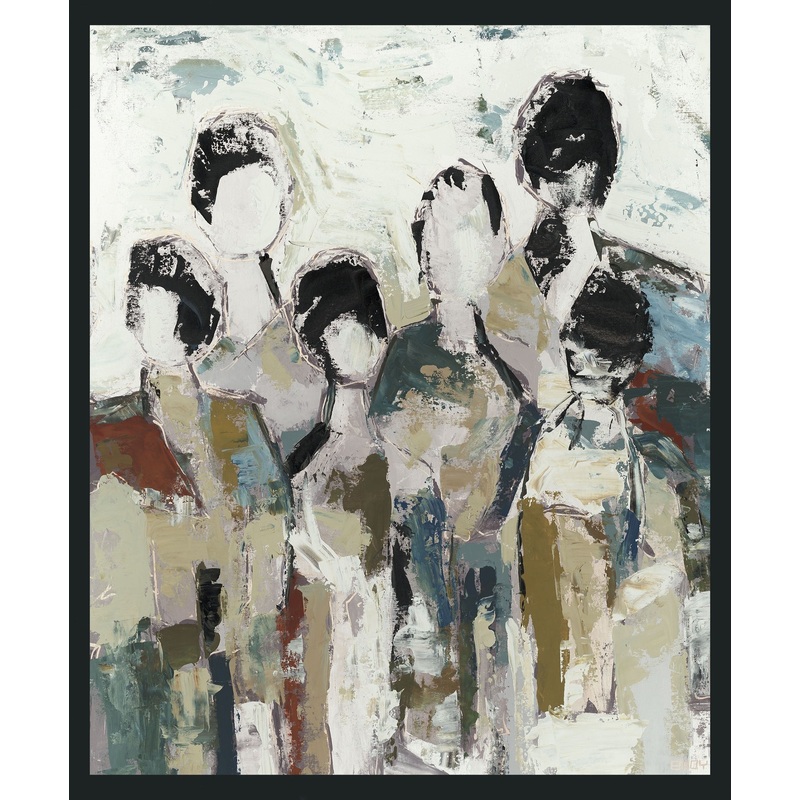 6 People – 48 x 72  6 People Painting By Buddy Whitlock – Light Brown / White