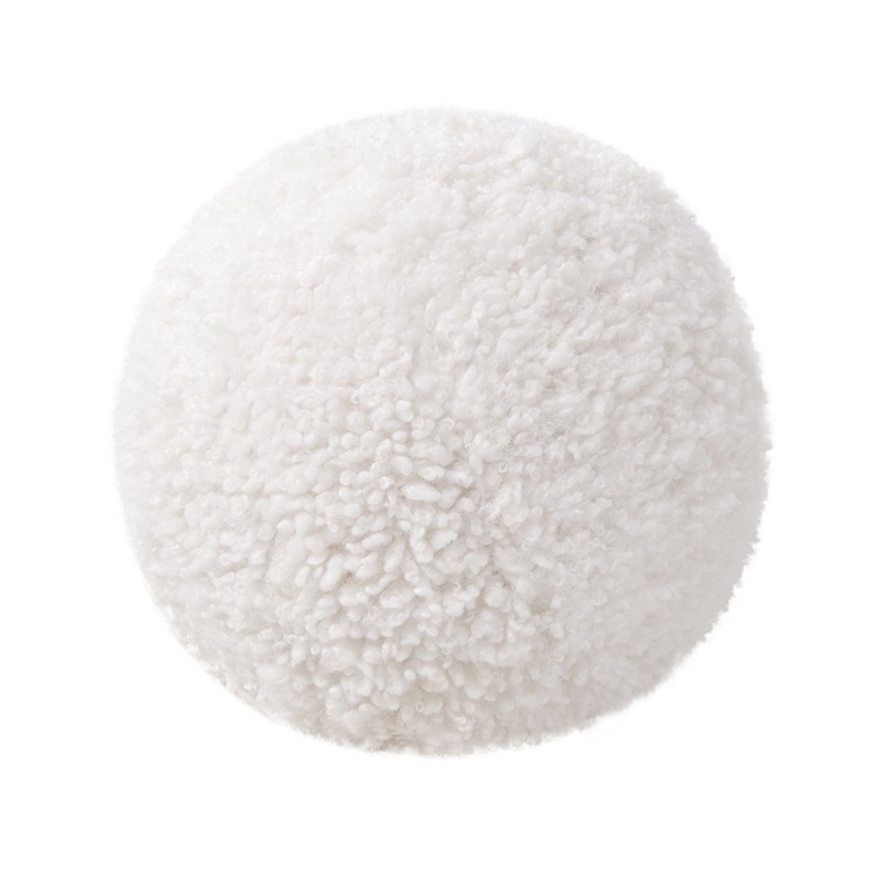 Ayla – Round Sphere Accent Ball Throw Pillow – Curly White