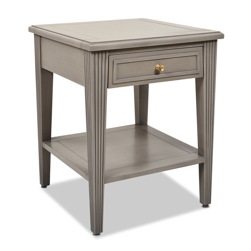 Dauphin – Storage Shelf Side Table – Gray Cashmere