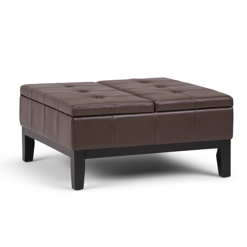 Dover – Square Coffee Table Storage Ottoman – Chocolate Brown