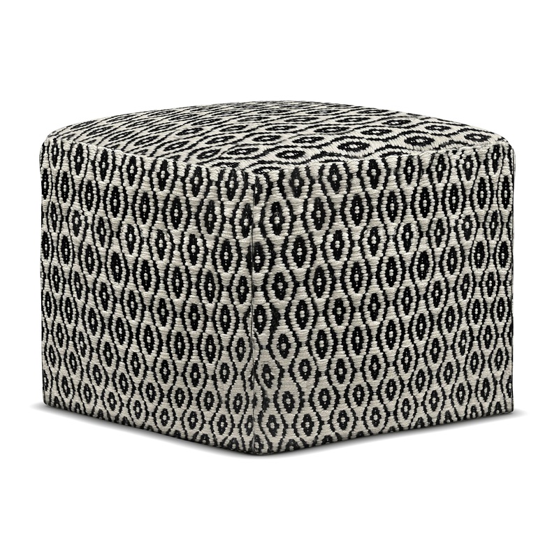 Kiana – Square Woven Outdoor / Indoor Pouf – Black / White