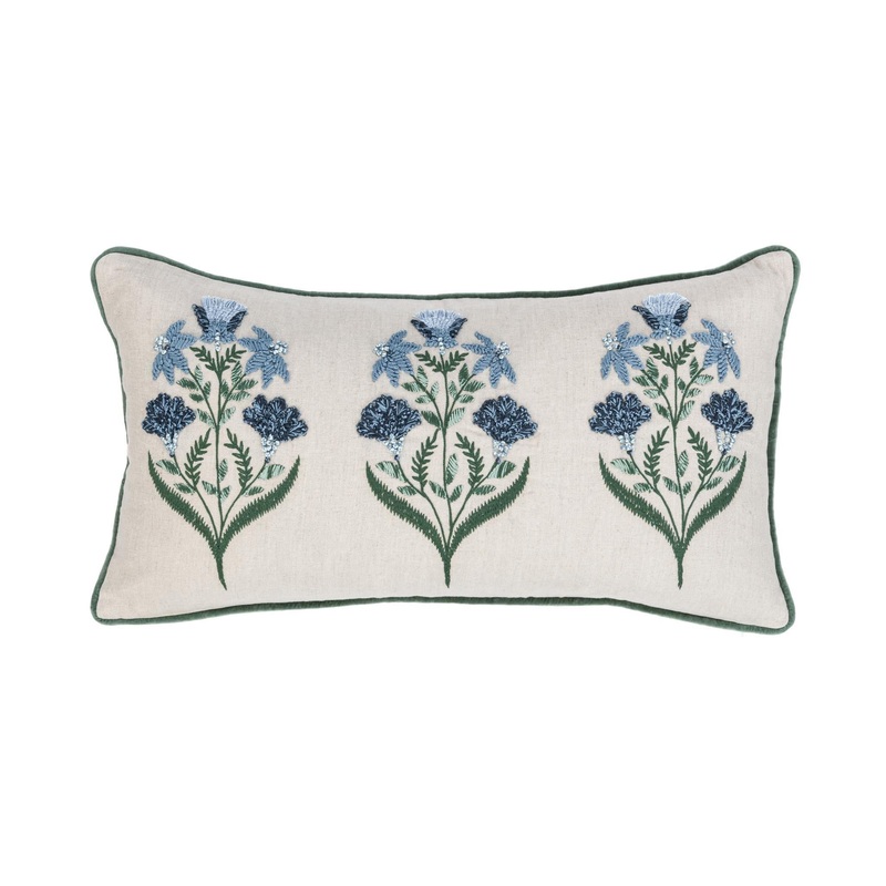 Novel Estate – 14 x 26 NV Belcourt Floral Pillow – Natural / Blue