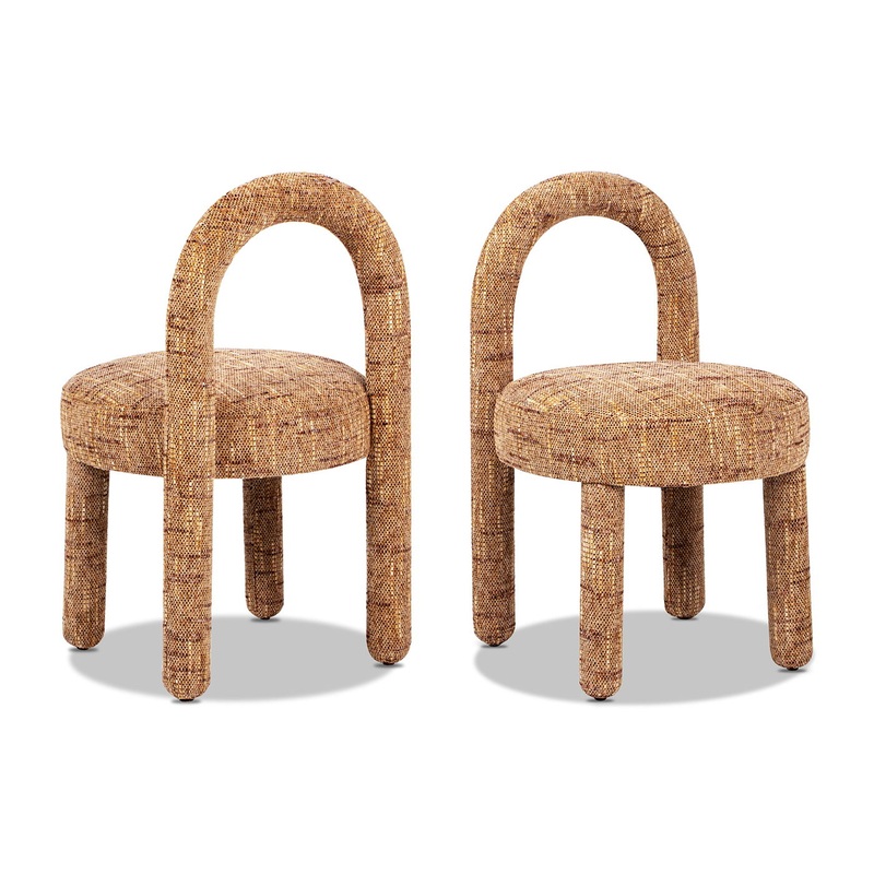 Penny – Round Arched Upholstered Dining Side Chair (Set of 2) – Golden Rust Orange