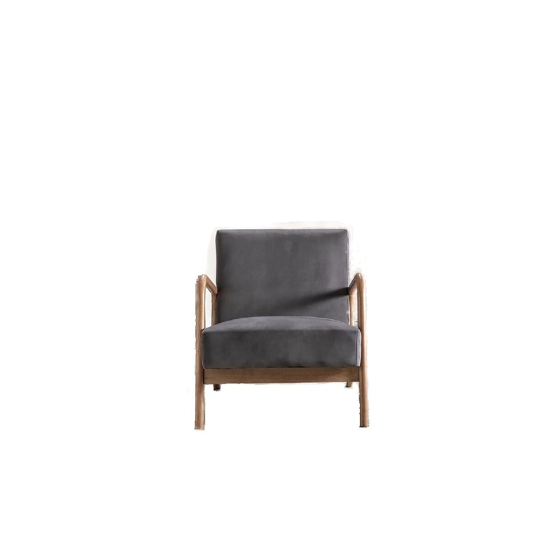 Classic Mid-Century Modern Accent Chairs, Open Framed Armchair With Cushioning And – Gray