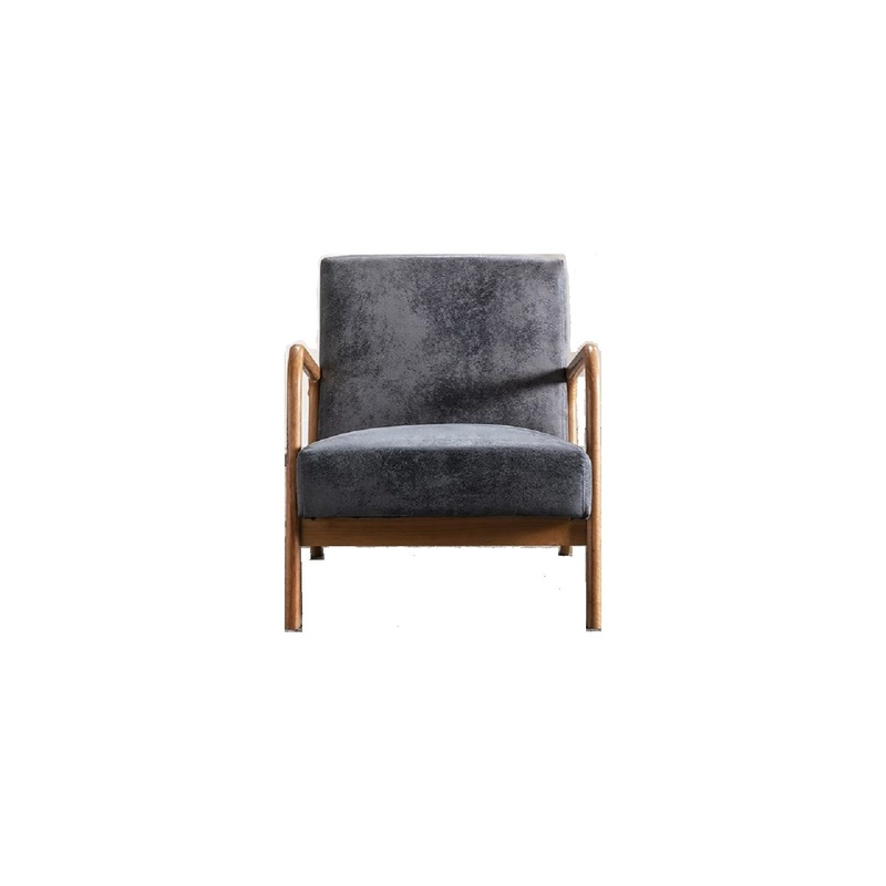 Classic Mid-Century Modern Accent Chairs, Open Framed Armchair With Cushioning, – Light Gray