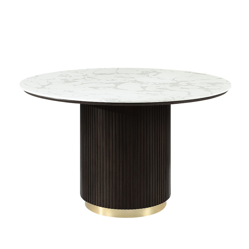 Clayten – Around Dining Table – Marble / Espresso