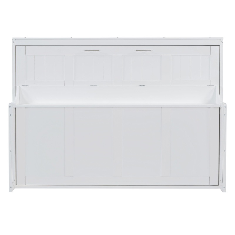 Full Size Murphy Bed With Hydraulic Lift & Desk Design – White