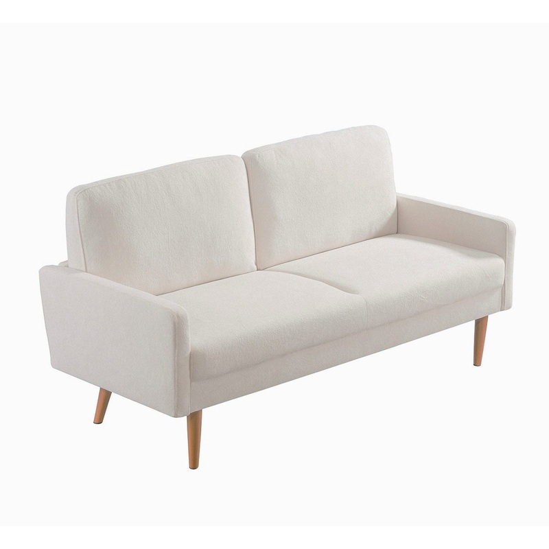 Loveseat Sofa, European Style With Sleek Design, Modern & Vintage Flair, Upholstered 2 Seater Couch – Ivory