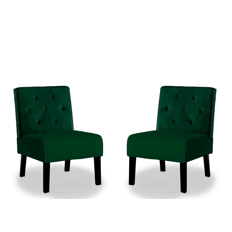 Reese – Living Room Armless Button Tufted Pattern Accent Chair (Set of 2) – Green