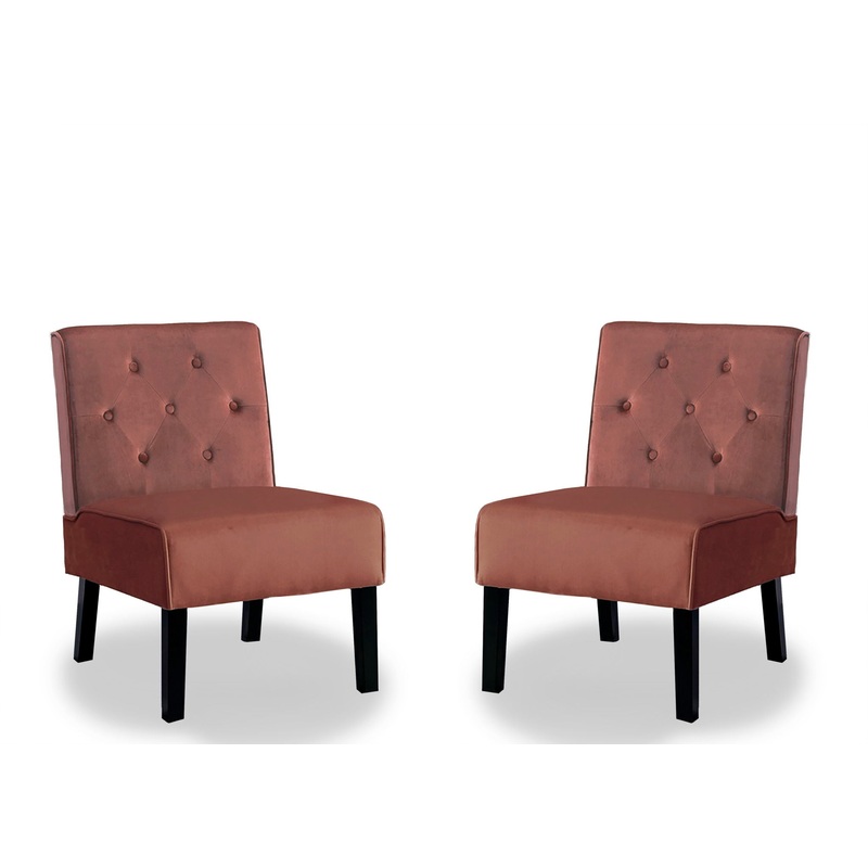 Reese – Living Room Armless Button Tufted Pattern Accent Chair (Set of 2) – Rose