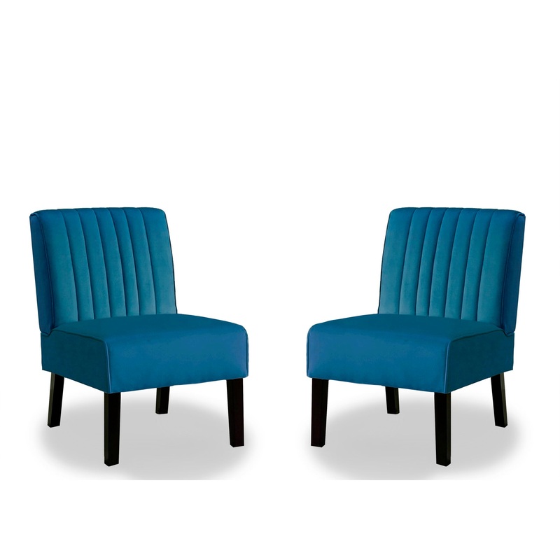Reese – Mid-Century Modern Accent Chairs With Minimalist Design, Elegant Upholstery And Legs (Set of 2) – Blue