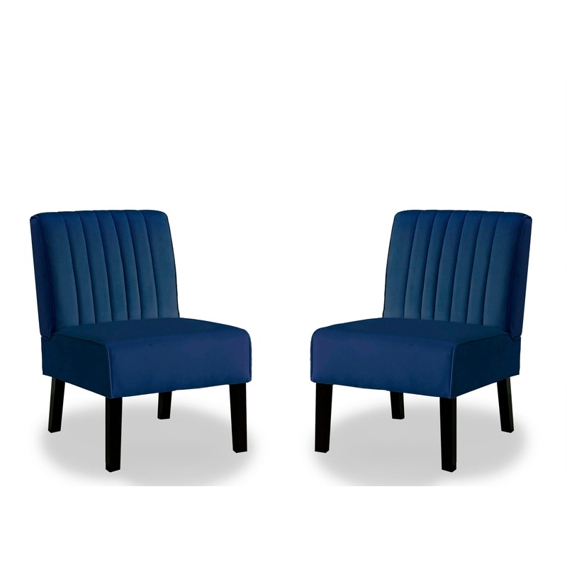Reese – Mid-Century Modern Accent Chairs With Minimalist Design, Elegant Upholstery And Legs (Set of 2) – Dark Blue