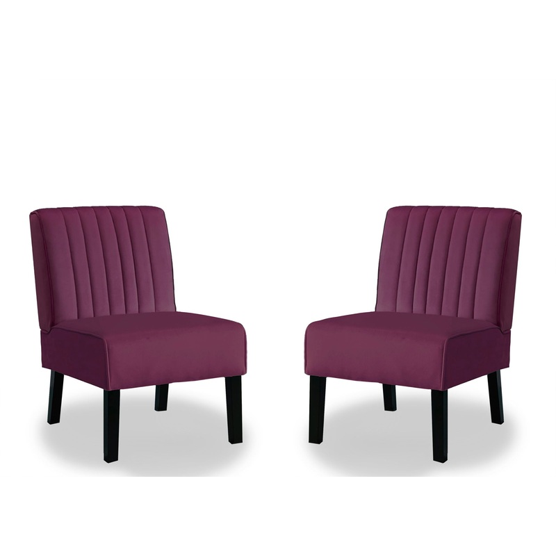 Reese – Mid-Century Modern Accent Chairs With Minimalist Design, Elegant Upholstery And Legs (Set of 2) – Purple