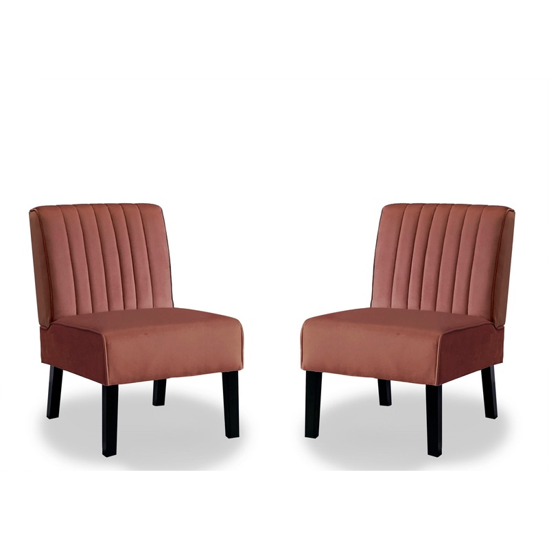 Reese – Mid-Century Modern Accent Chairs With Minimalist Design, Elegant Upholstery And Legs (Set of 2) – Rose