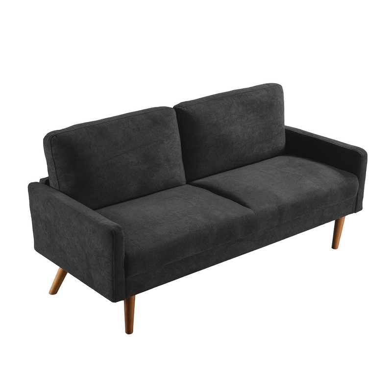 Sofa, European Style With Sleek Design, Modern & Vintage Flair, Upholstered 3 Seater Couch – Black