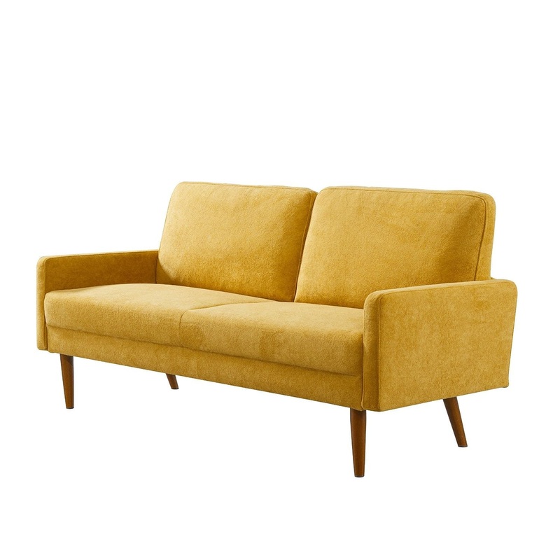 Sofa, European Style With Sleek Design, Modern & Vintage Flair, Upholstered 3 Seater Couch – Mustard Yellow