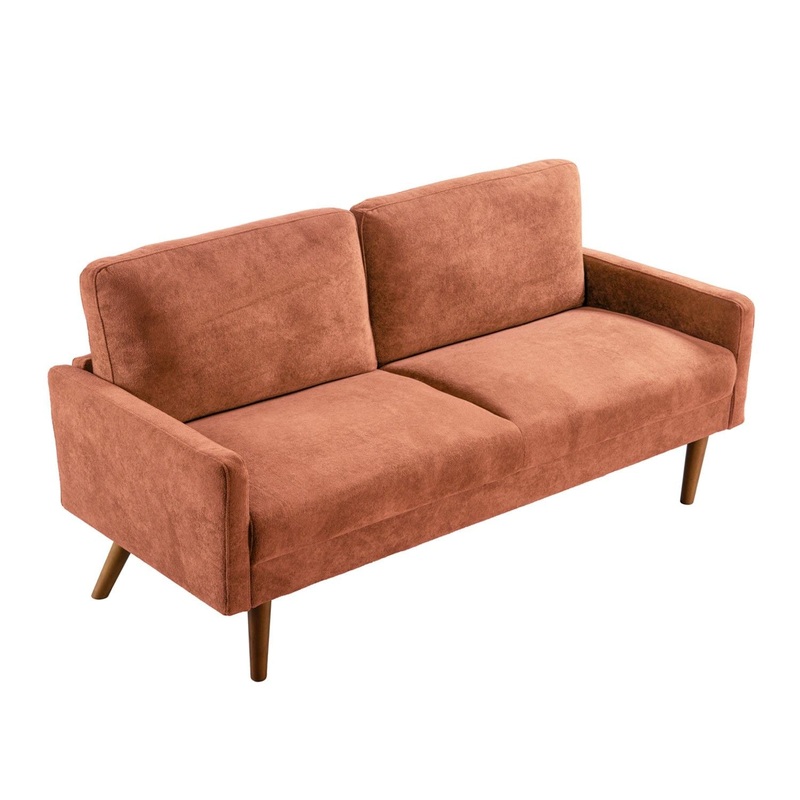 Sofa, European Style With Sleek Design, Modern & Vintage Flair, Upholstered 3 Seater Couch – Red Orange