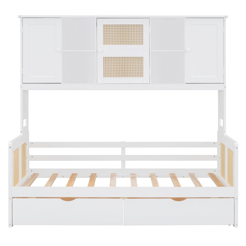 Twin Size Daybed With 2 Drawers, And All In One Cabinet And Shelf – White