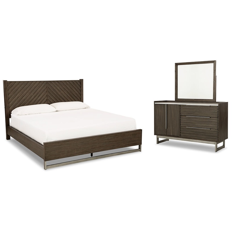 Arkenton King Panel Bed with Mirrored Dresser