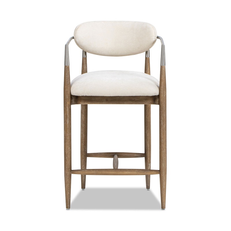 Artemis – Mixed Material Upholstered Counter Stool – Warm White
