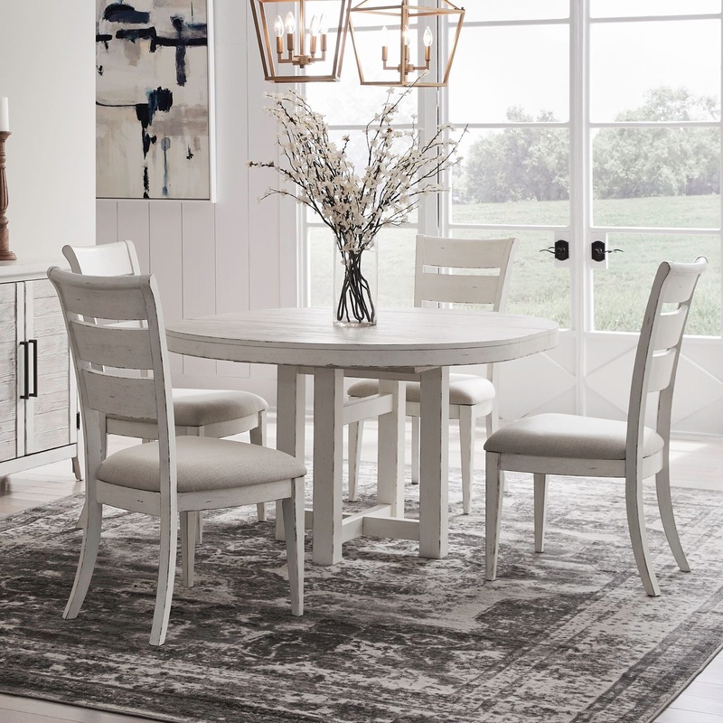 Backroads – 5 Piece Pedestal Table Set – White