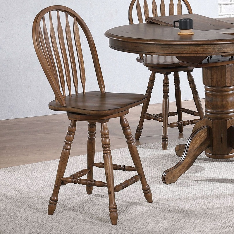 Carolina Crossing – Windsor Swivel Counter Chair – Brown