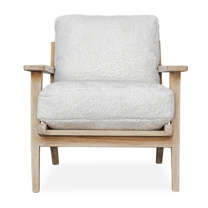 Laid – Back Sheepskin Accent Chair – White