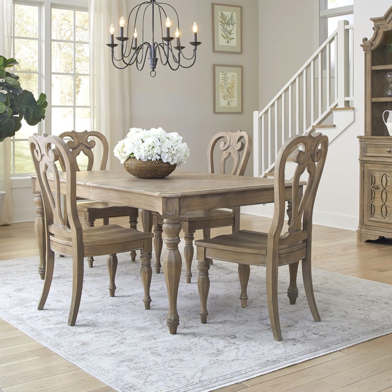 Magnolia Manor – 5 Piece Rectangular Table Set – Brown