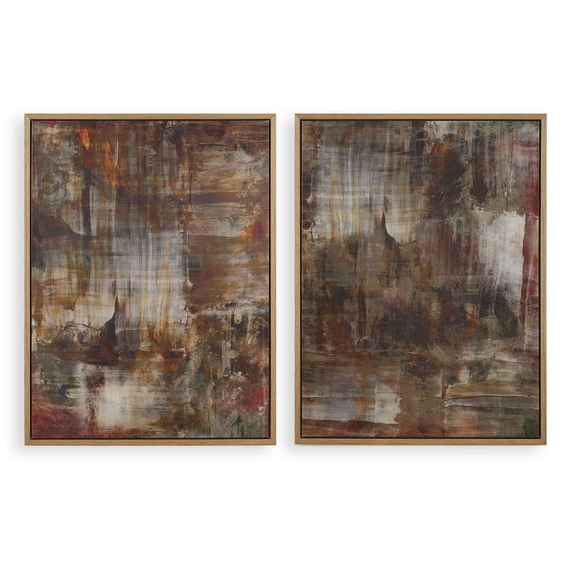 Molten Patina – Framed Canvases (Set of 2) – Dark Brown