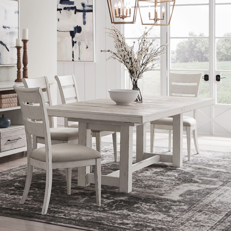 Backroads – Trestle Table Set|White|5 Pc. Table, 4 Chairs|7 Pc. Table, 6 Chairs
