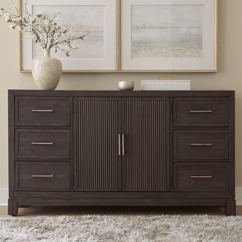 Modern Edge – 2 Door 6 Drawer Dresser – Brown