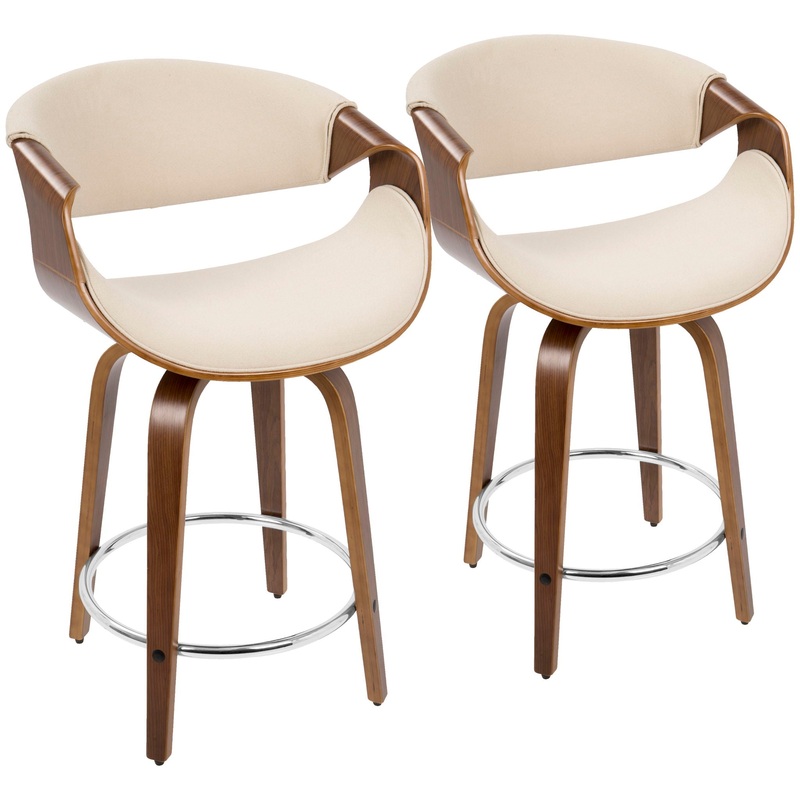 Curvini Mid – Century Modern Fixed Height Counter Stool With Swivel (Set of 2)