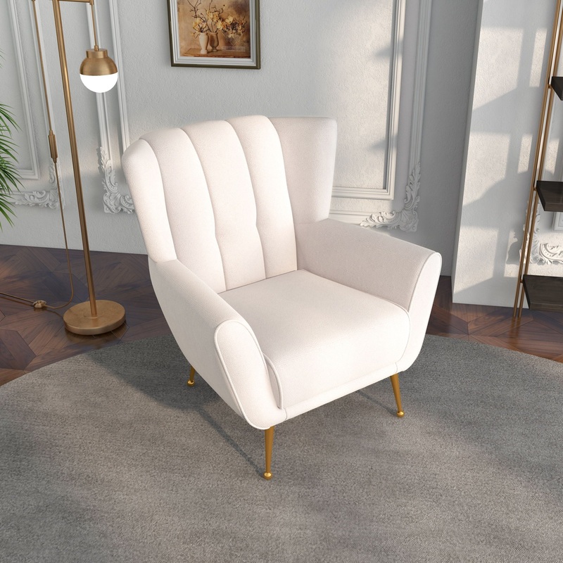 Gianna – Mid-Century Modern Tufted French Boucle Armchair
