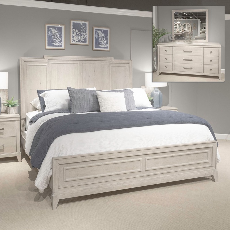 New Haven – Panel Bedroom Set|White|3 Pc. Bed, Dresser, Mirror|4 Pc. Bed, Dresser, Mirror, Chest|5 Pc. Bed, Dresser, Mirror, Chest, Nightstand|4 Pc. Bed, Dresser, Mirror, Nightstand