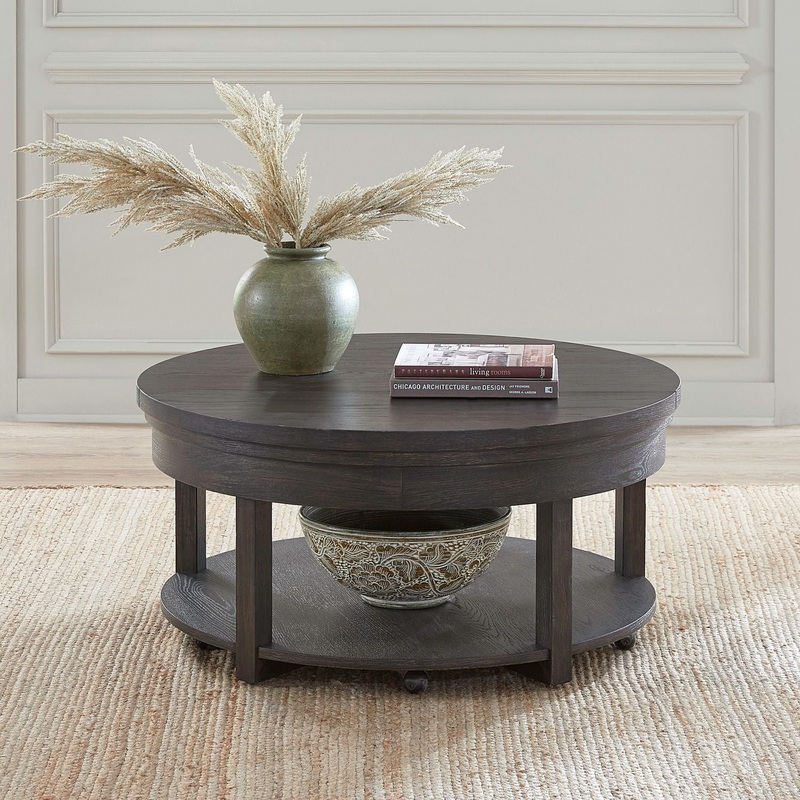 Weston – Round Lift Top Cocktail Table – Brown