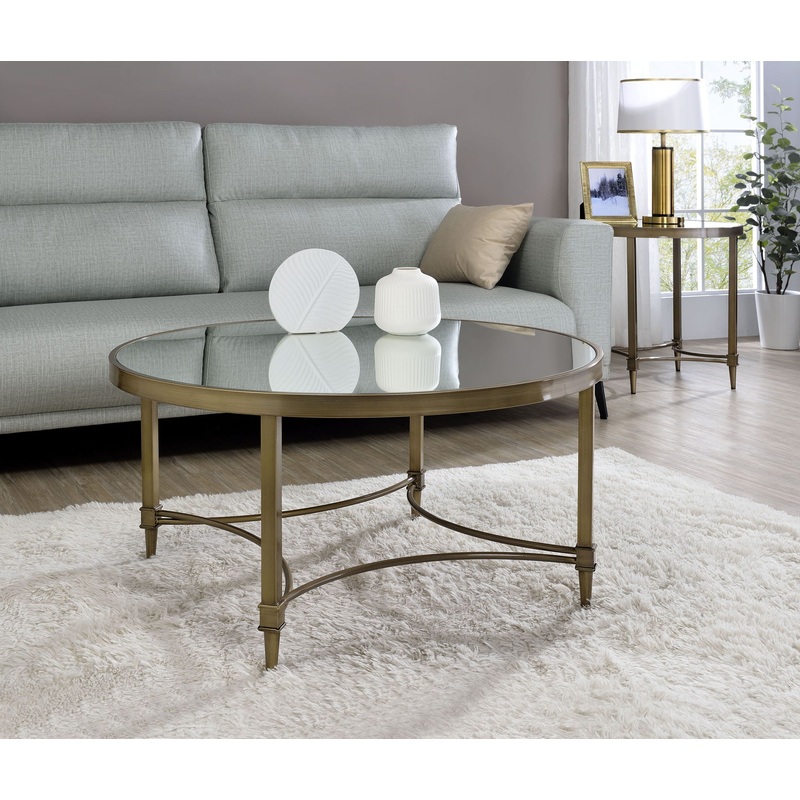 Aditya – Mirrored Antique Brass Coffee Table – Antique Brass